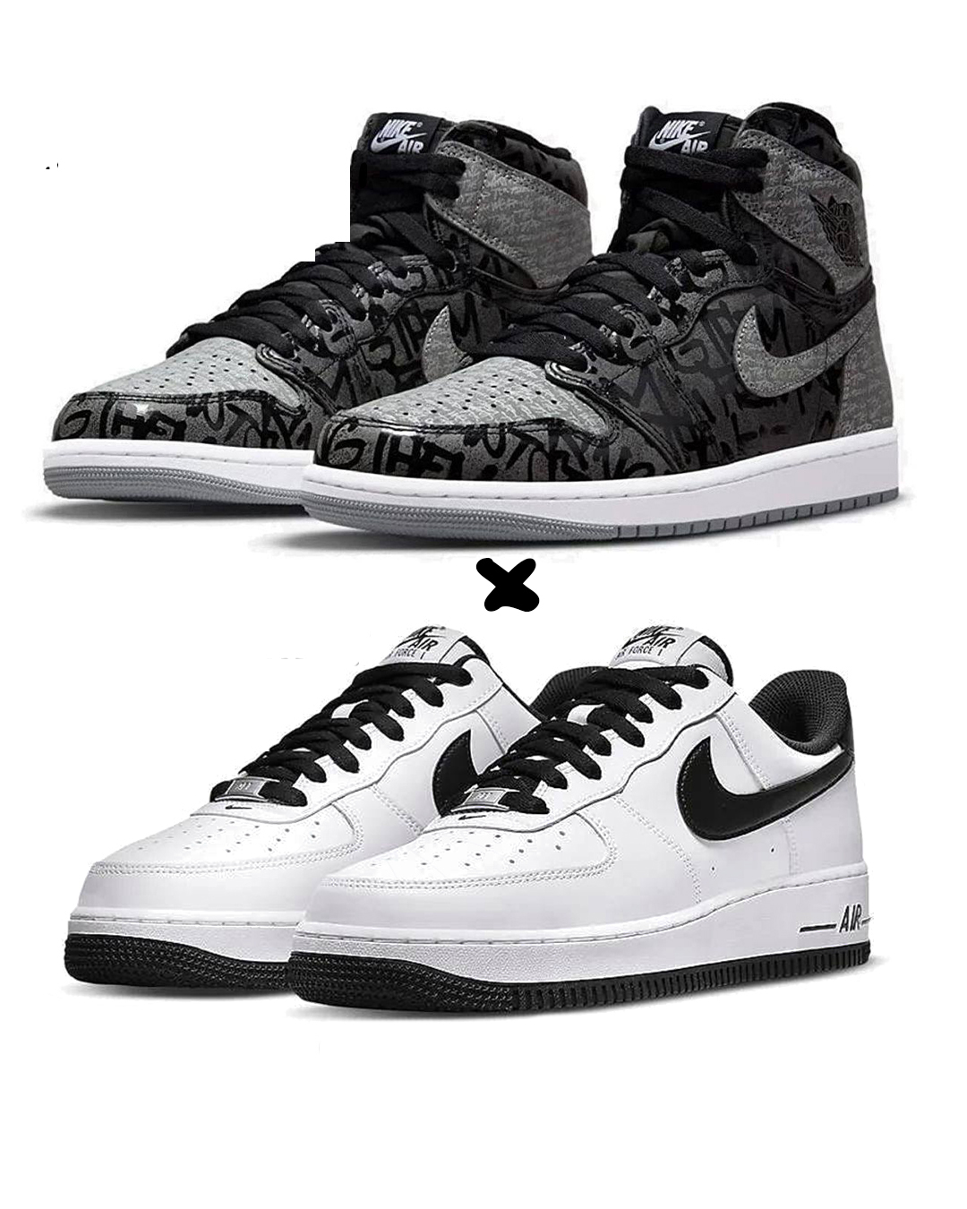 Air Jordan 1 Retro High "Rebellionaire" X. Nike Air Force 1 Low “White and Black”